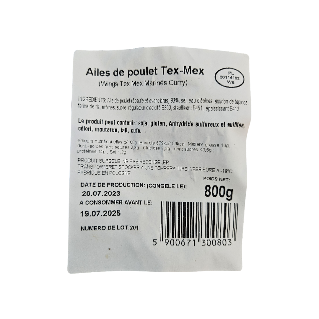 Image de Ailes de Poulet Tex-Mex Wings Marinés Curry HALAL